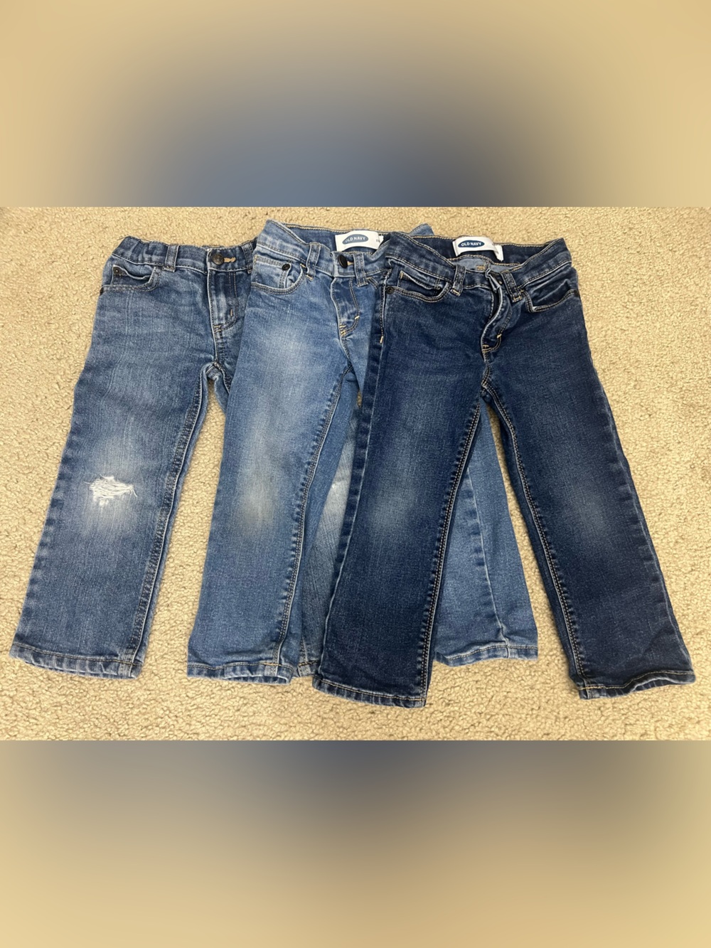 Old Navy 3T Boys Denim Jeans Trio - Light to Dark Blue